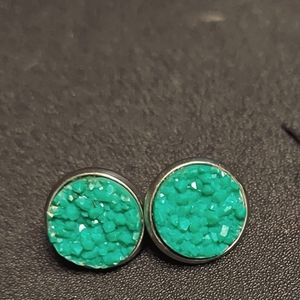 Handmade Teal Studded earrings